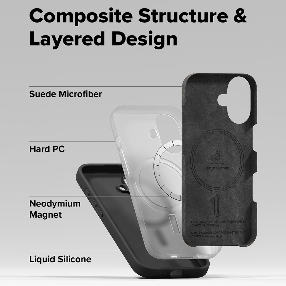 Husa de protectie Ringke Silicone Magnetic MagSafe compatibil cu iPhone 17, Negru