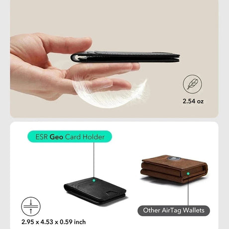 Suport ESR Classic Geo Card, Vegan Leather Wallet, for 11x Cards & Cash, Find My Function, RFID Blocking, Maro