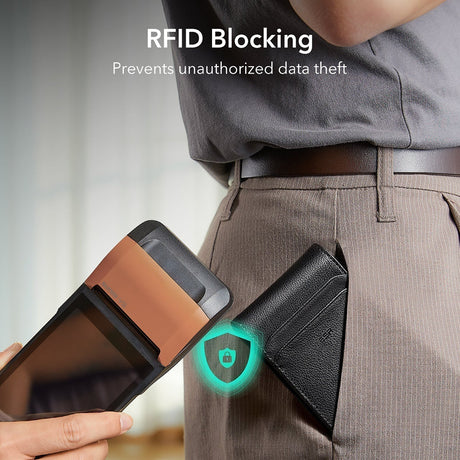 Suport ESR Classic Geo Card, Vegan Leather Wallet, for 11x Cards & Cash, Find My Function, RFID Blocking, Maro