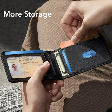 Suport ESR Classic Geo Card, Vegan Leather Wallet, for 11x Cards & Cash, Find My Function, RFID Blocking, Maro