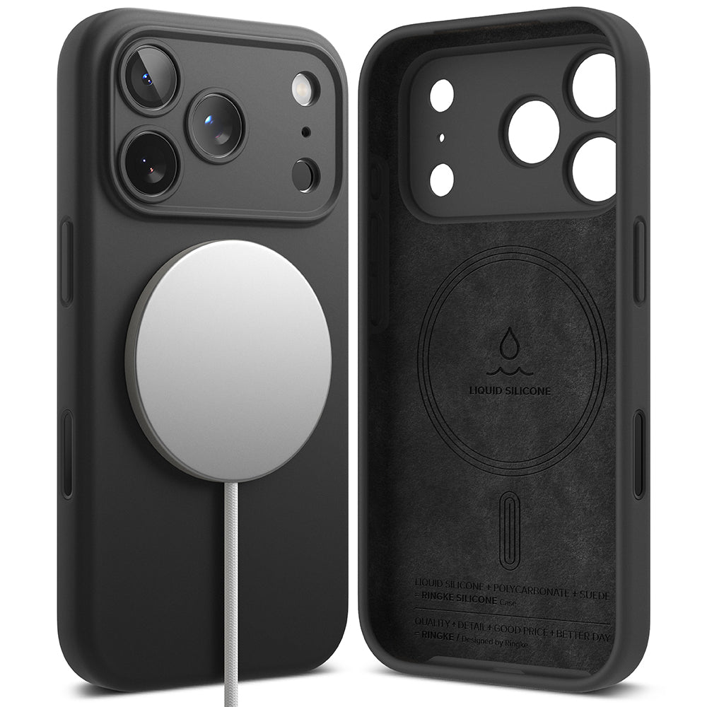 Husa de protectie Ringke Silicone Magnetic MagSafe compatibil cu iPhone 17 Pro, Negru