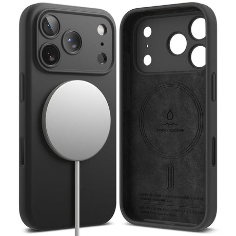 Husa de protectie Ringke Silicone Magnetic MagSafe compatibil cu iPhone 17 Pro, Negru