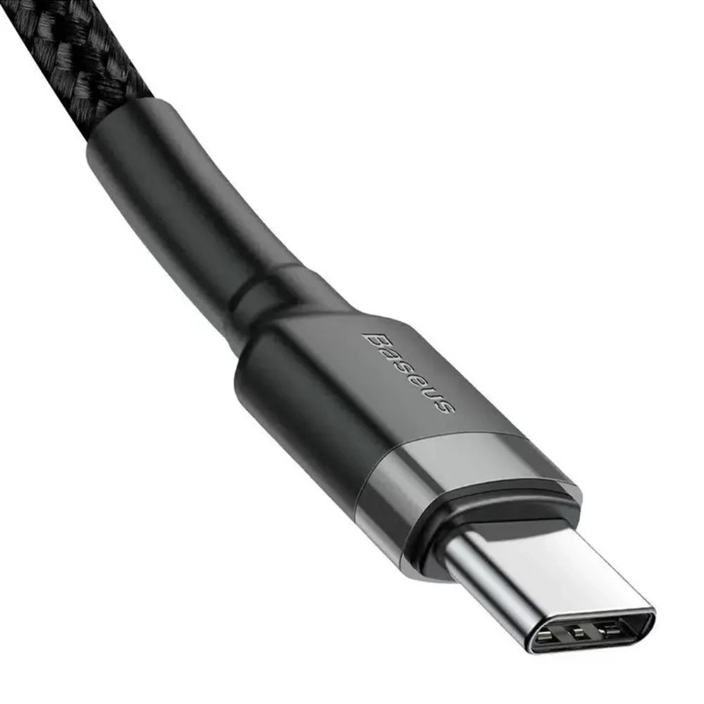 Cablu Baseus (set de 2) Cafule (E0418500), Fast Charging, USB-C to USB-C, 60W, 2m, Negru / Grey