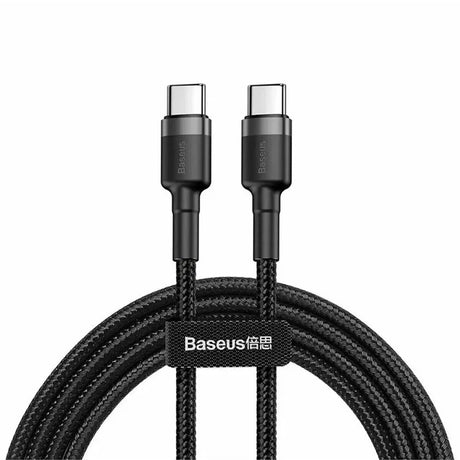 Cablu Baseus (set de 2) Cafule (E0418500), Fast Charging, USB-C to USB-C, 60W, 2m, Negru / Grey