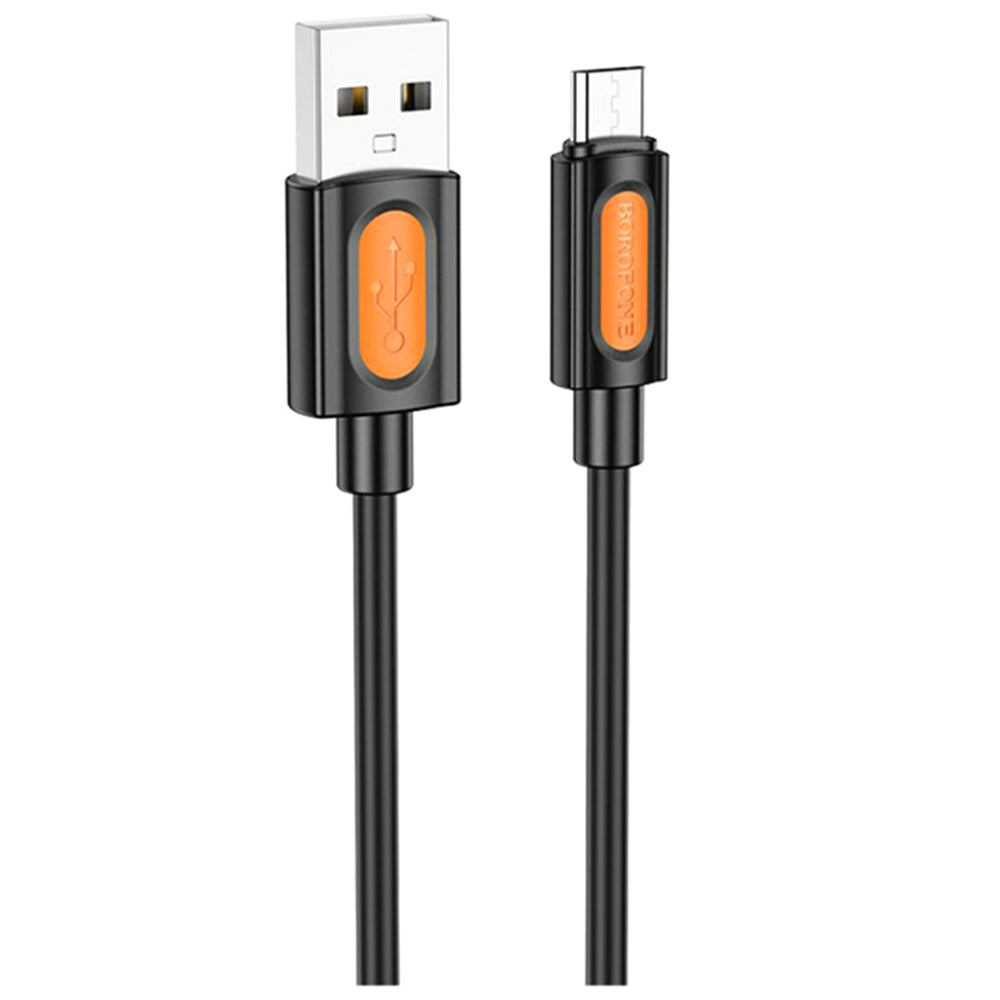 Cablu Borofone Silicone Series (BX114), USB to Micro-USB, Silicone, 2.4A, 1m, Negru