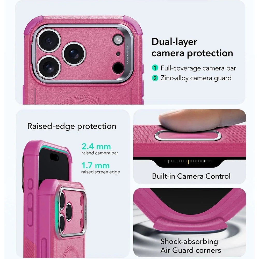 Husa de protectie ESR Cyber Armor Kickstand compatibil cu iPhone 17 Pro Max, Roz