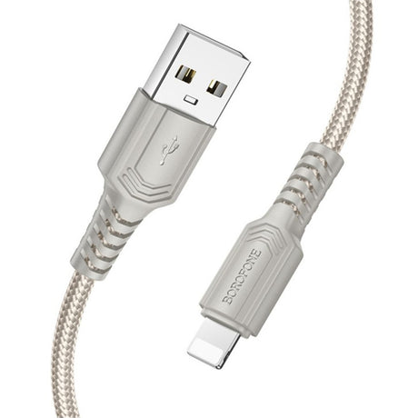 Cablu Borofone Certain Series (BX116), USB to Lightning, Nylon Braided, 2.4A, 1m, Negru