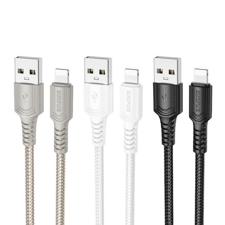 Cablu Borofone Certain Series (BX116), USB to Lightning, Nylon Braided, 2.4A, 1m, Negru
