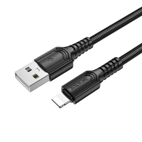 Cablu Borofone Certain Series (BX116), USB to Lightning, Nylon Braided, 2.4A, 1m, Negru