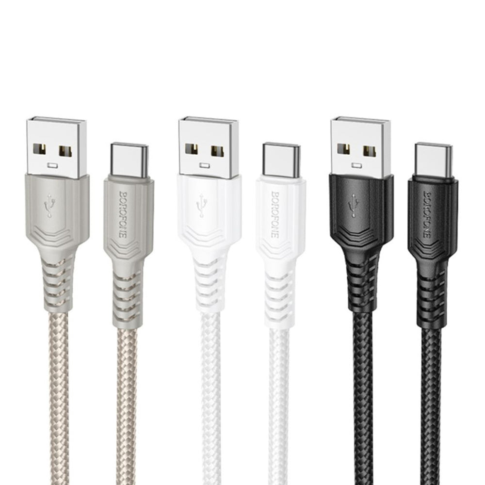 Cablu Borofone Certain Series (BX116), USB to Type-C, Nylon Braided, Fast Charging, 3A, 1m, Negru