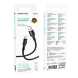 Cablu Borofone Certain Series (BX116), USB to Type-C, Nylon Braided, Fast Charging, 3A, 1m, Negru