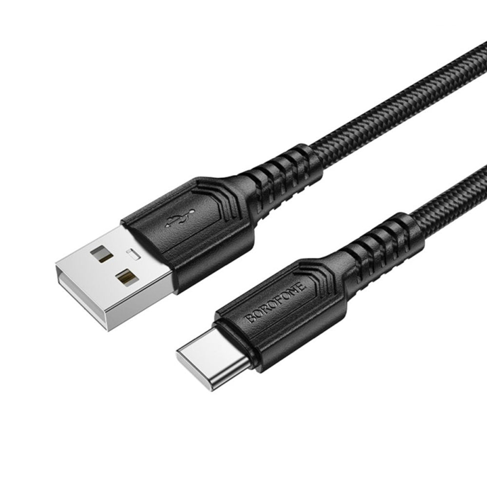 Cablu Borofone Certain Series (BX116), USB to Type-C, Nylon Braided, Fast Charging, 3A, 1m, Negru