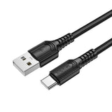 Cablu Borofone Certain Series (BX116), USB to Type-C, Nylon Braided, Fast Charging, 3A, 1m, Negru