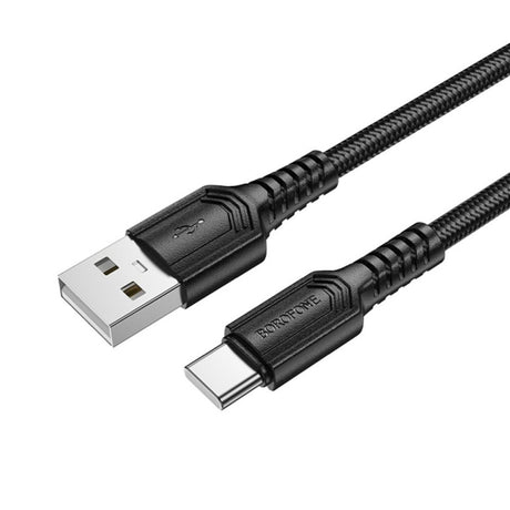 Cablu Borofone Certain Series (BX116), USB to Type-C, Nylon Braided, Fast Charging, 3A, 1m, Negru
