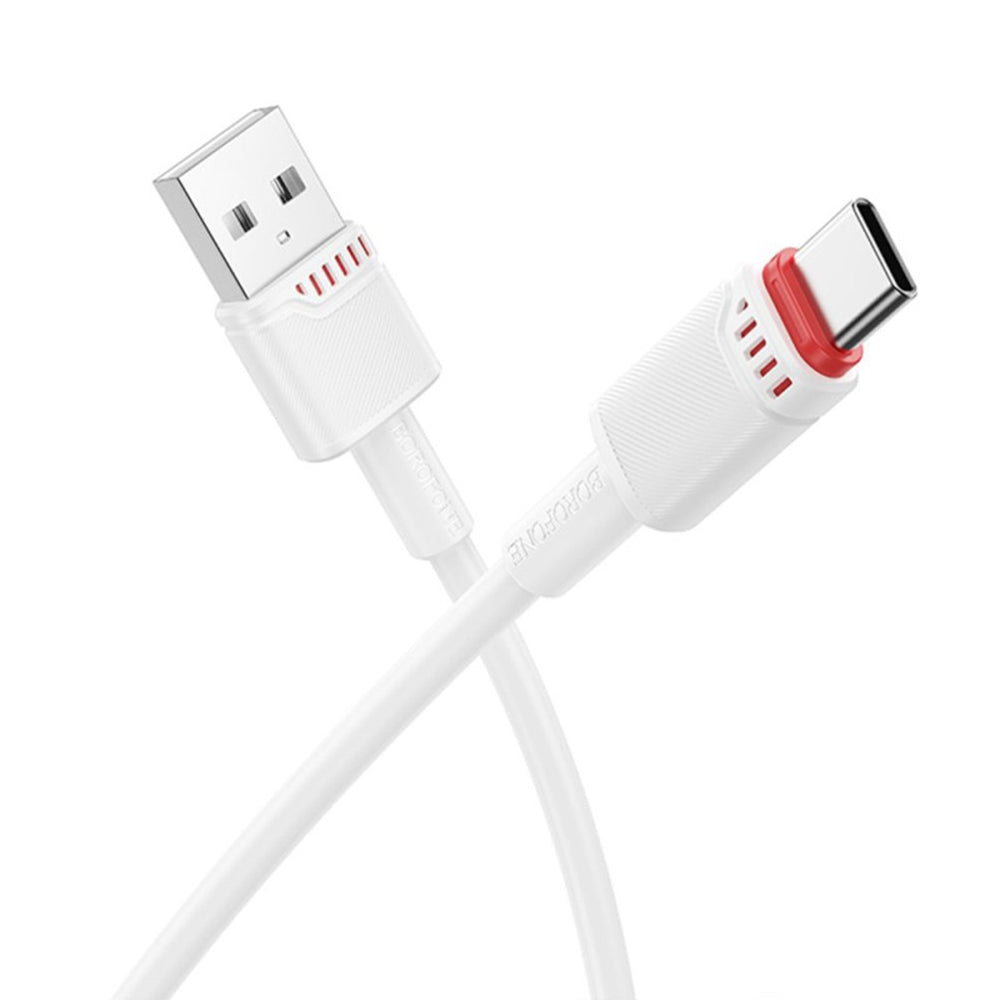 Cablu Borofone Beneficio Series (BX110), Premium Line, USB to Type-C, High-quality, Fast Charging, 3A, 1m, Alb