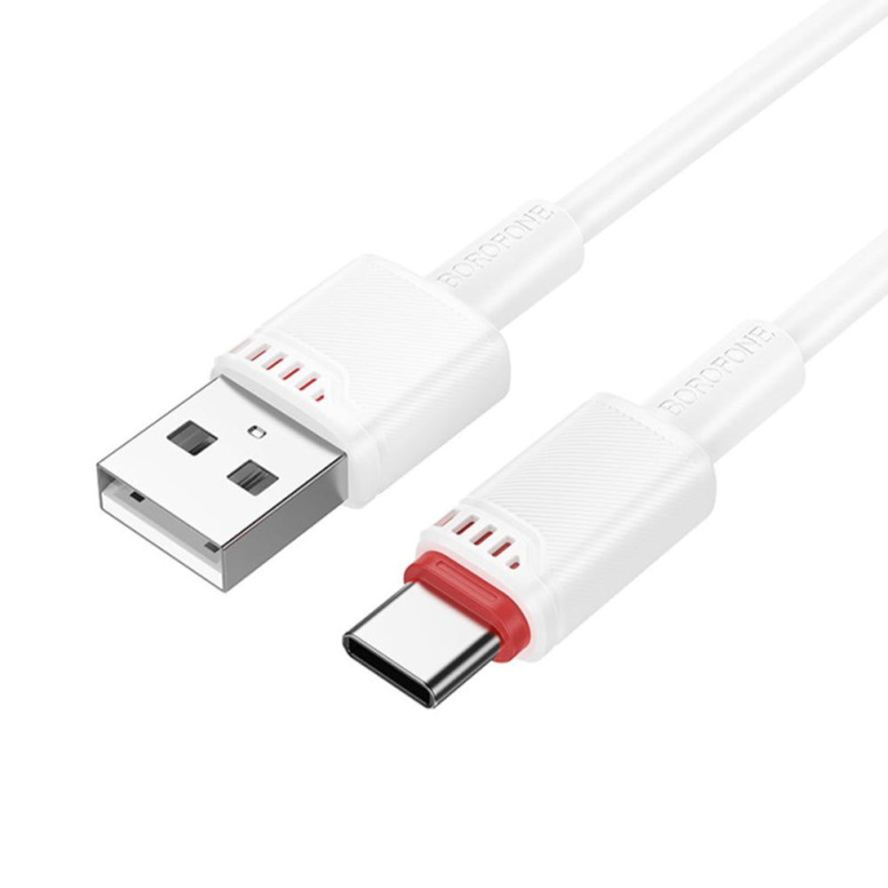 Cablu Borofone Beneficio Series (BX110), Premium Line, USB to Type-C, High-quality, Fast Charging, 3A, 1m, Alb