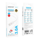 Cablu Borofone Beneficio Series (BX110), Premium Line, USB to Type-C, High-quality, Fast Charging, 3A, 1m, Alb