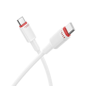 Cablu Borofone Beneficio Series (BX110), Premium Line, Type-C to Type-C, High-quality, Fast Charging, 60W, 1m, Alb