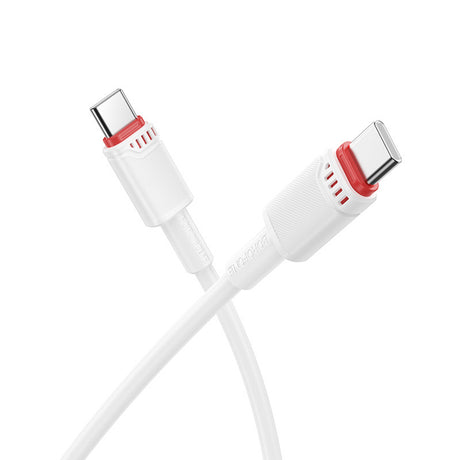 Cablu Borofone Beneficio Series (BX110), Premium Line, Type-C to Type-C, High-quality, Fast Charging, 60W, 1m, Alb
