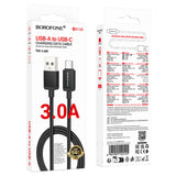 Cablu Borofone Placer Series (BX120), USB to Type-C, Aluminum Alloy Shell, Nylon Braided Cable, 3A, 1m, Negru