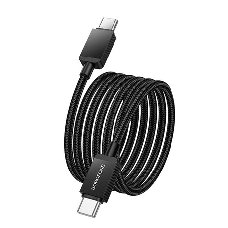 Cablu Borofone Placer Series (BX120), Type-C, Aluminum Alloy Shell, Nylon Braided, Fast Charge, PD 60W, 1m, Negru