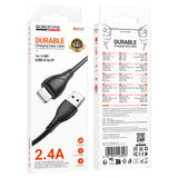 Cablu Borofone Energy Series (BX121), USB to Lightning, PVC, 2.4A, 1m, Negru