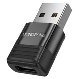Adaptor Borofone Adapter (BV18), USB2.0 Male to Type-C Female, Data Transmission, OTG Function, Fast Charge up to 3A, Negru