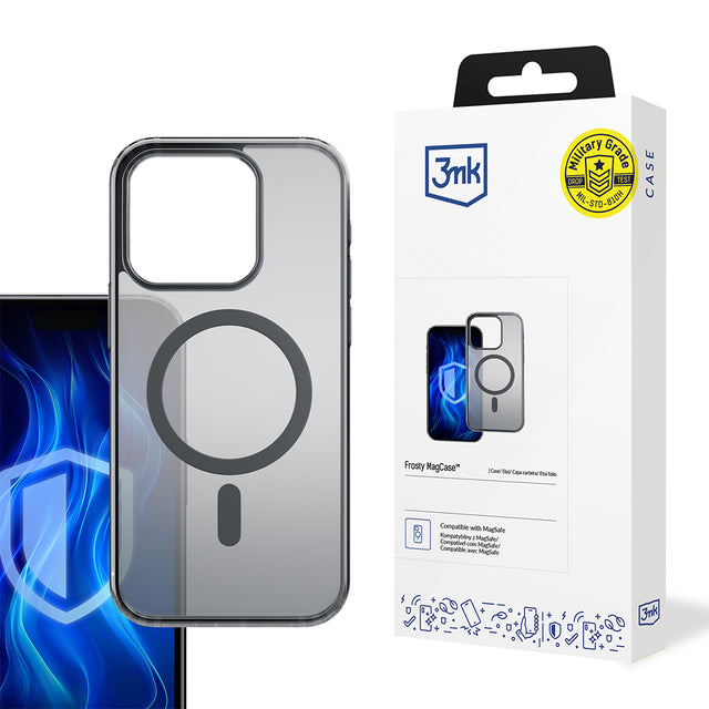 Husa de protectie 3mk Frosty MagCase compatibil cu iPhone 16 Pro Max, Negru