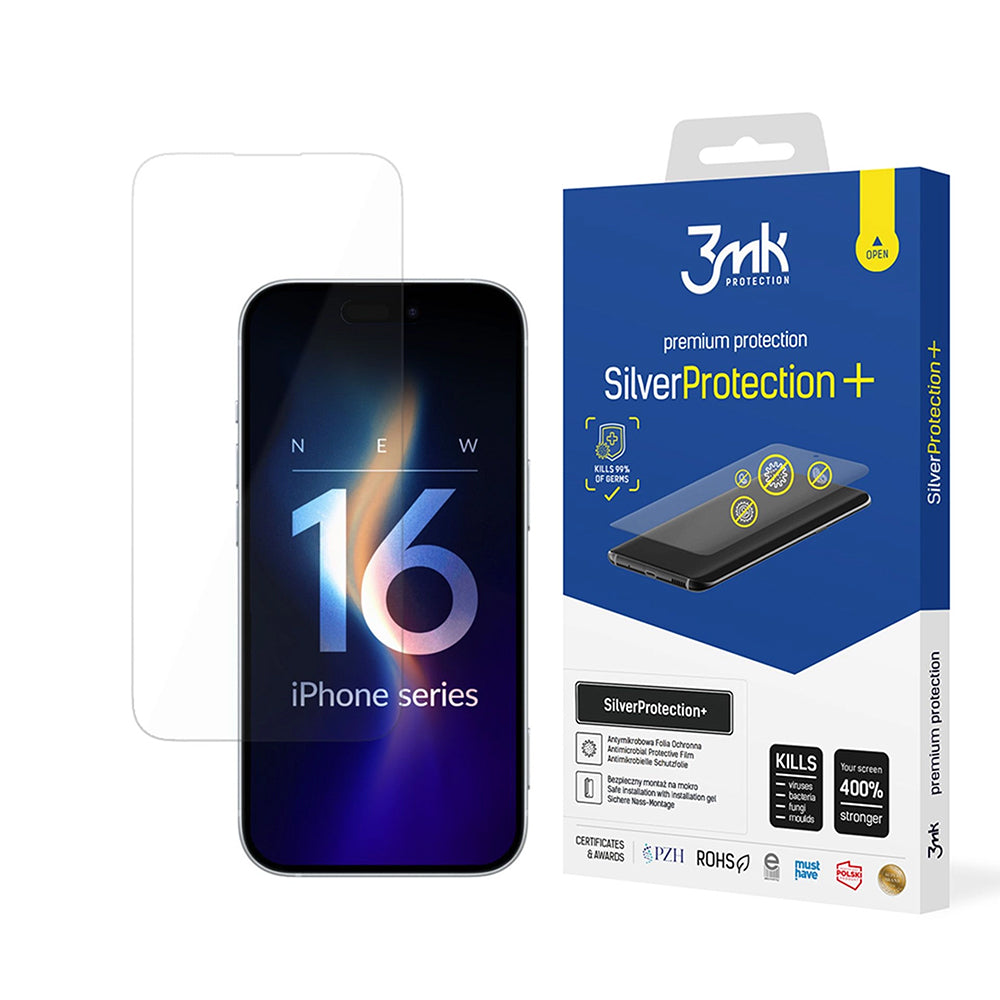 Folie de protectie 3mk SilverProtection+ Protective Film compatibil cu iPhone 16, Transparent