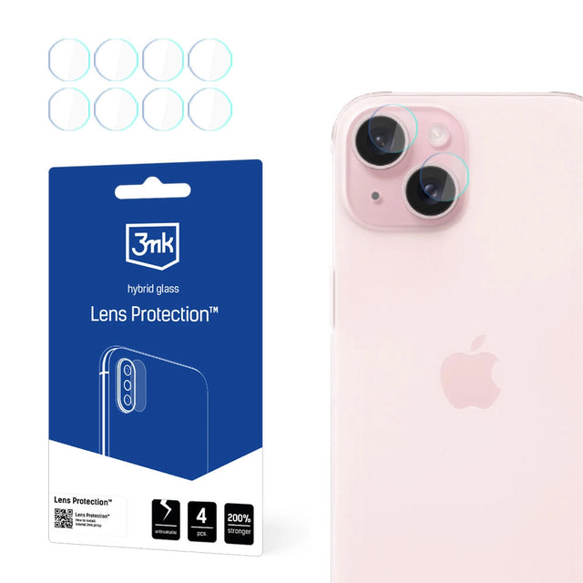 Folie de protectie 3mk Lens Protection (set de 4) compatibil cu iPhone 15, Transparent
