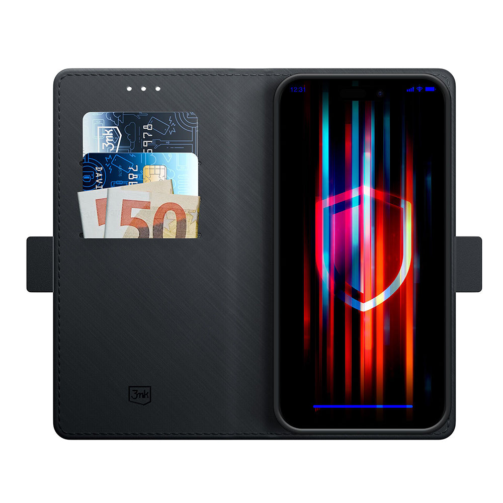 Husa de protectie 3mk Wallet compatibil cu iPhone 15, Negru