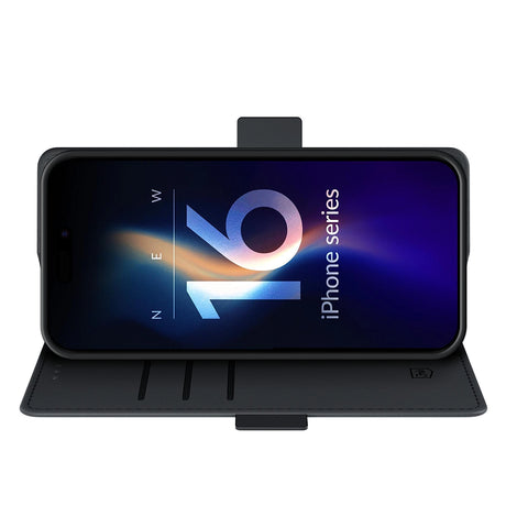 Husa de protectie 3mk Wallet compatibil cu iPhone 16, Negru