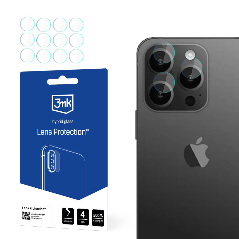 Folie de protectie 3mk Lens Protection (set de 4) compatibil cu iPhone 15 Pro Max, Transparent