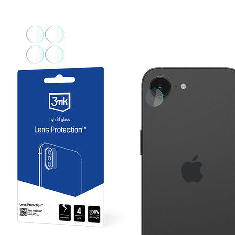 Folie de protectie 3mk Lens Protection (set de 4) compatibil cu iPhone 16e / iPhone 17e, Transparent