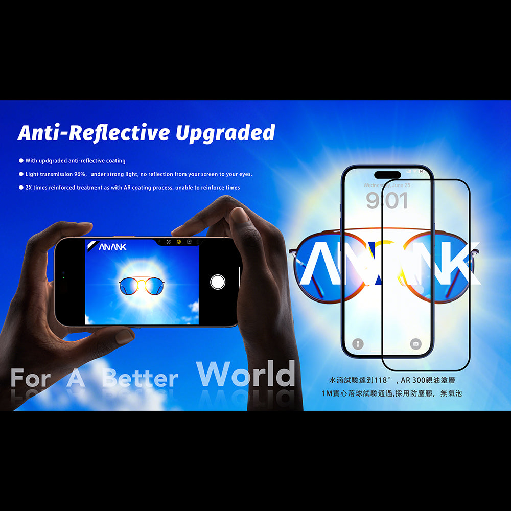 Folie de protectie ANANK 2.5D Anti-reflection compatibil cu iPhone 17 Pro Max, Negru