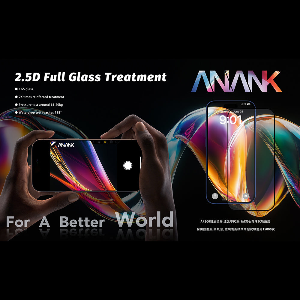 Folie de protectie ANANK 2.5D 5X Reinforced Full Glass compatibil cu iPhone 17 Pro Max, Negru