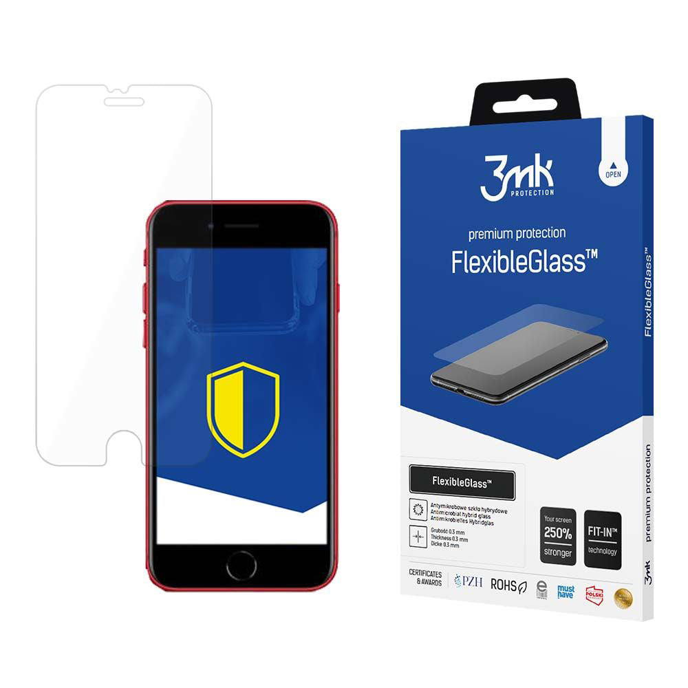 Folie de protectie 3mk FlexibleGlass compatibil cu iPhone 7 / iPhone 8 / iPhone SE 2, SE 2020 / iPhone SE 3, SE 2022, Transparent