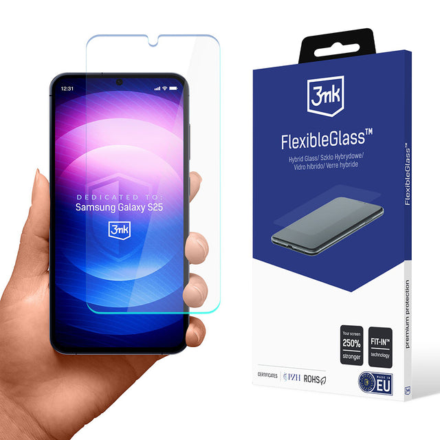 Folie de protectie 3mk FlexibleGlass compatibil cu Samsung Galaxy S25, Transparent