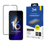 Folie de protectie 3mk FlexibleGlass Max compatibil cu iPhone 16 Pro, Negru