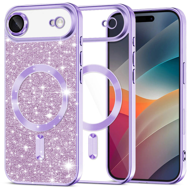 Husa de protectie Techsuit Luxury Glitter MagSafe compatibil cu iPhone 17 Air, Mov Deschis