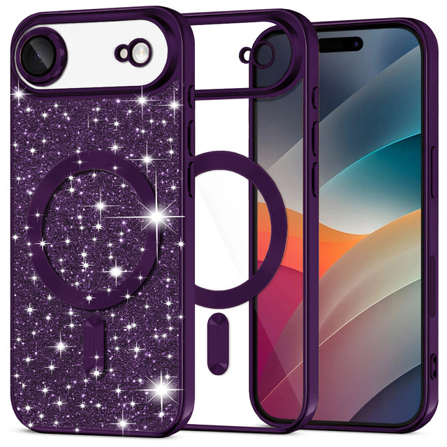 Husa de protectie Techsuit Luxury Glitter MagSafe compatibil cu iPhone 17 Air, Mov Inchis