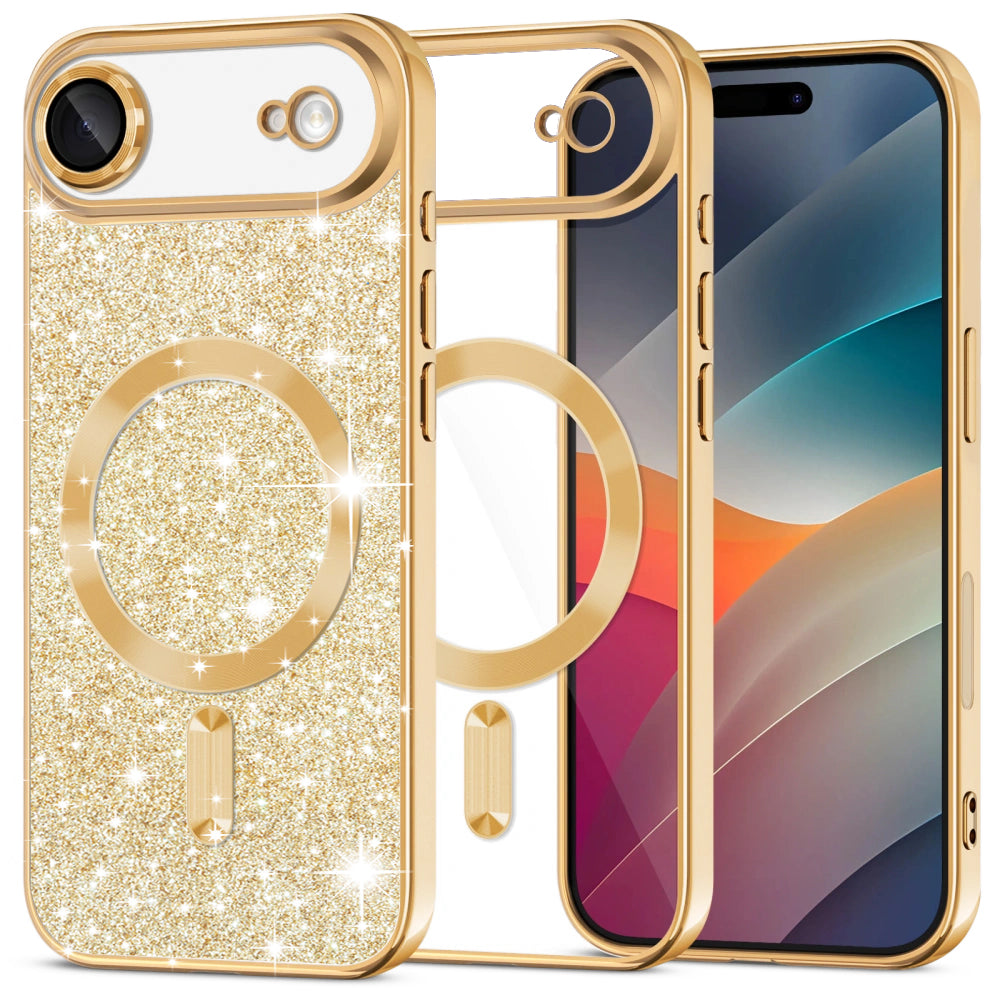 Husa de protectie Techsuit Luxury Glitter MagSafe compatibil cu iPhone 17 Air, Auriu