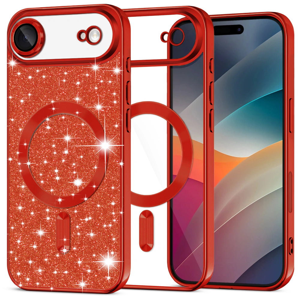 Husa de protectie Techsuit Luxury Glitter MagSafe compatibil cu iPhone 17 Air, Rosu