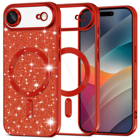 Husa de protectie Techsuit Luxury Glitter MagSafe compatibil cu iPhone 17 Air, Rosu