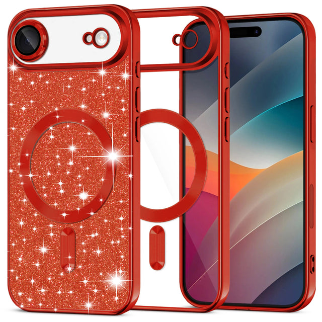 Husa de protectie Techsuit Luxury Glitter MagSafe compatibil cu iPhone 17 Air, Rosu
