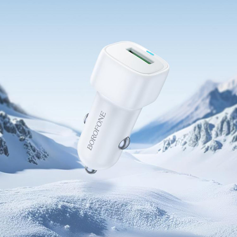 Incarcator Borofone Car Cloud (BZ34), USB, Single Port, 18W (QC/FCP/AFC), ABS, for 12-24V, Alb