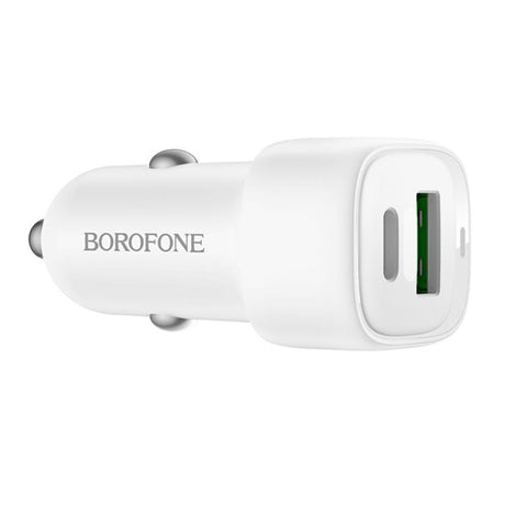 Incarcator Borofone Car Cloud (BZ34B), Type-C, USB, PD20W, QC3.0, Dual Port, 38W, ABS, Alb