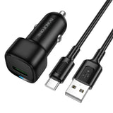 Incarcator Borofone Car Cloud (BZ34), USB-A/C Cable Included, Single Port USB-A, 18W (QC/FCP/AFC), ABS, for DC 12-24V, Negru