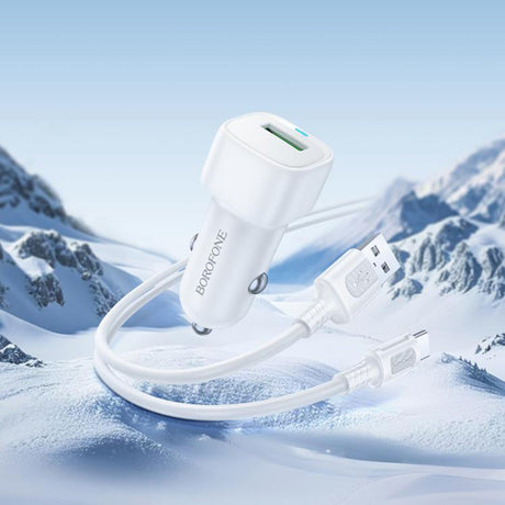 Incarcator Borofone Car Cloud (BZ34), USB-A/C Cable Included, Single Port USB-A, 18W (QC/FCP/AFC), ABS, for DC 12-24V, Alb