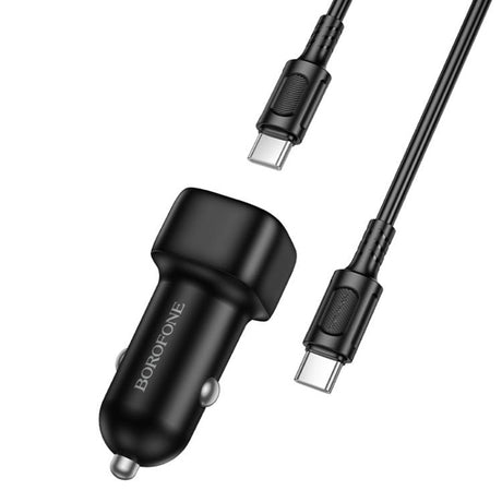 Incarcator Borofone Car Cloud (BZ34B), Type-C Cable Included, Type-C + USB-A, PD20W, QC3.0, Dual Port, 38W, ABS, Negru